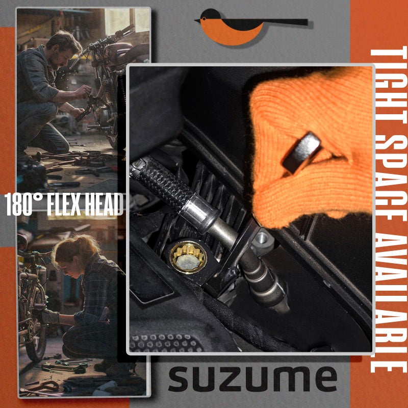 SUZUME 24-Piece Metric and SAE Flex Head Ratcheting Wrench Set 72 Teeth Cr-V Steel Ratcheting Wrench Set with 180 Flex Head Ratchet Wrenches Set For Auto Machine Repair - Image 3